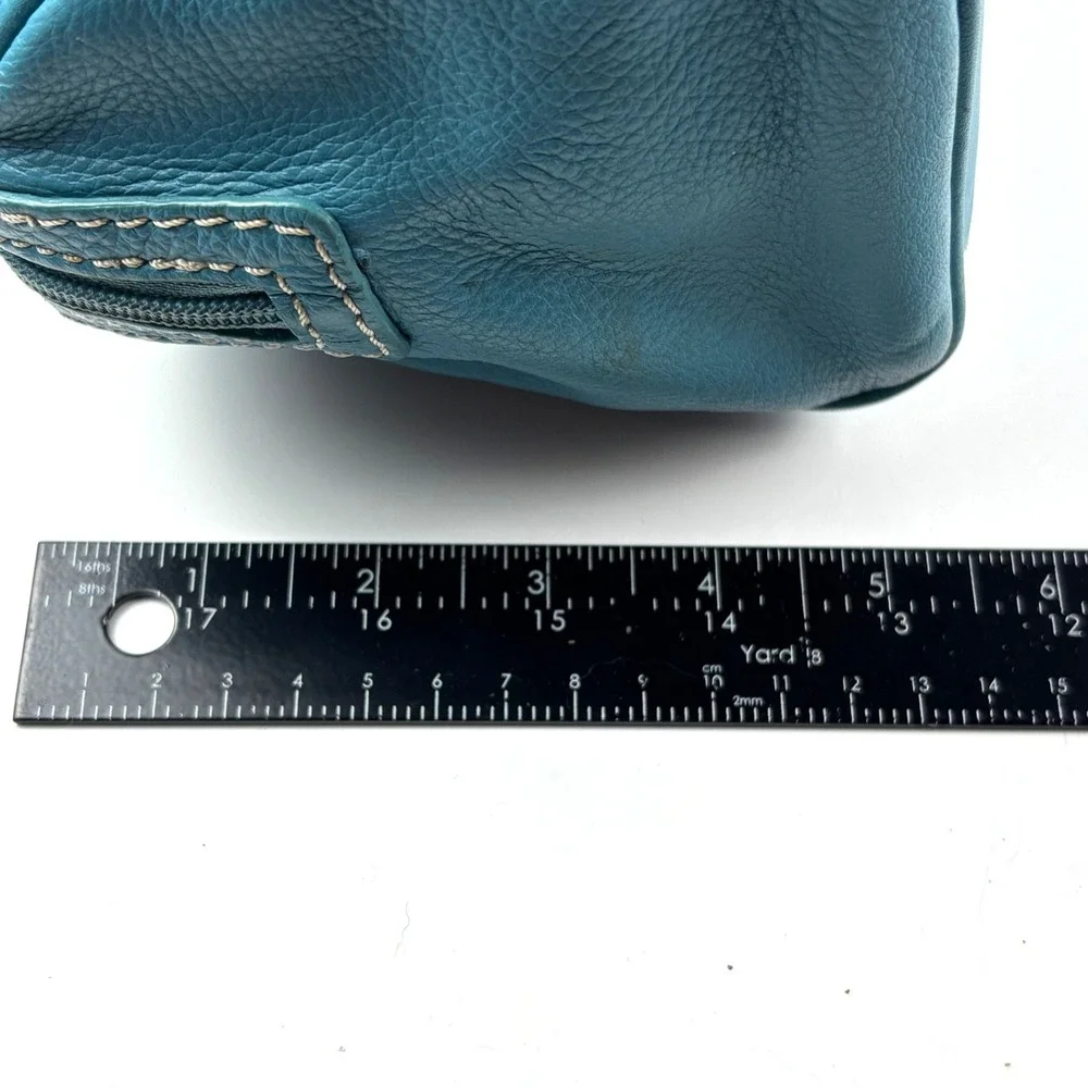 VTG Fossil Y2K Shoulder Bag Womens Medium Blue Pebbled Leather Satchel 75082